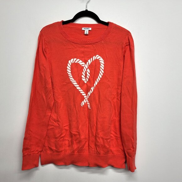 Old Navy Knotted Heart Crew Neck Long Sleeve Sweater XL - Picture 1 of 4